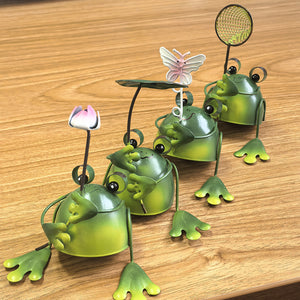 Garden Metal Frog Statue 4-piece Set