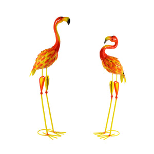 Metal Flamingo Figurine 2-piece set