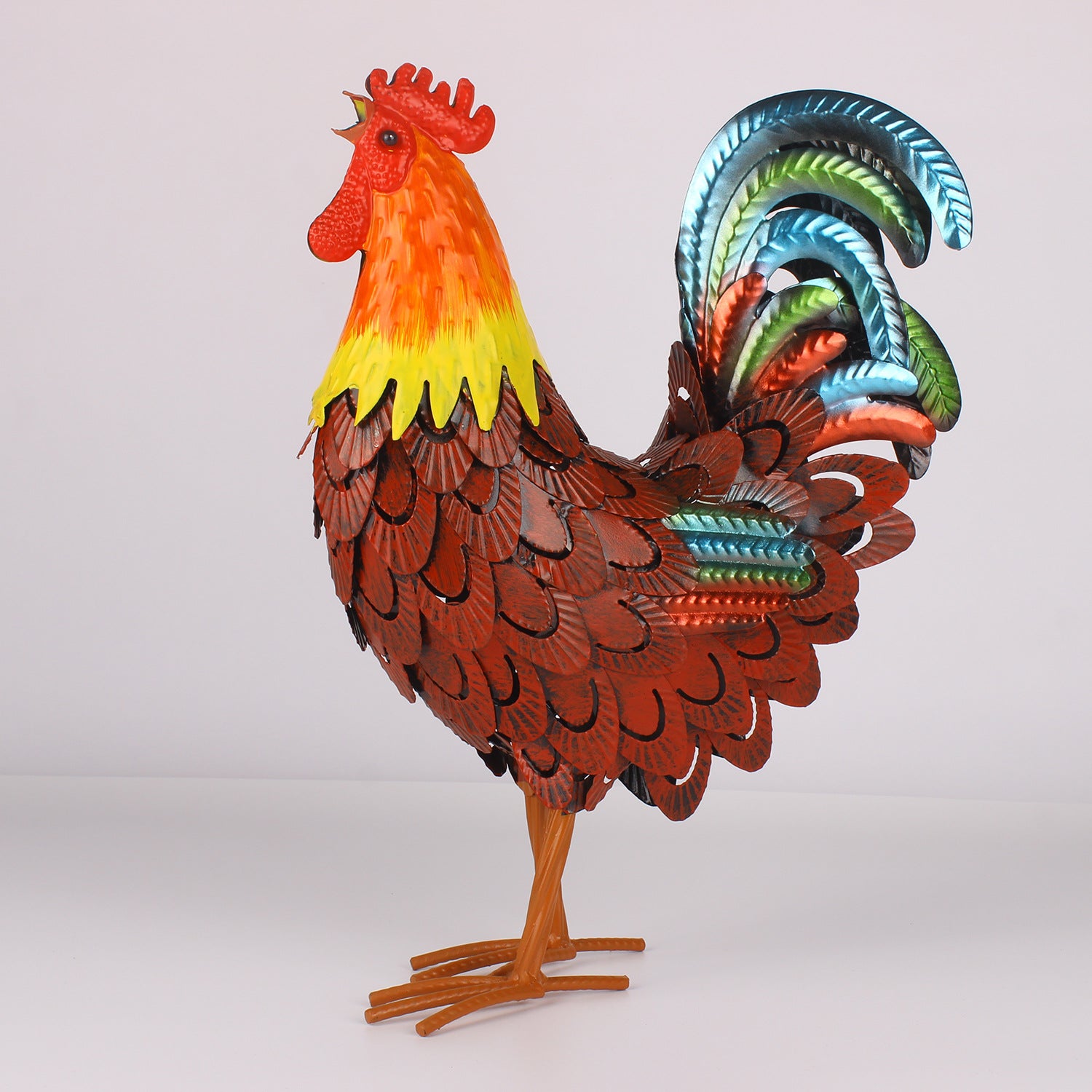 Metal Rooster Figurine 15.75 inch