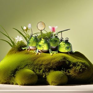 Garden Metal Frog Statue 4-piece Set