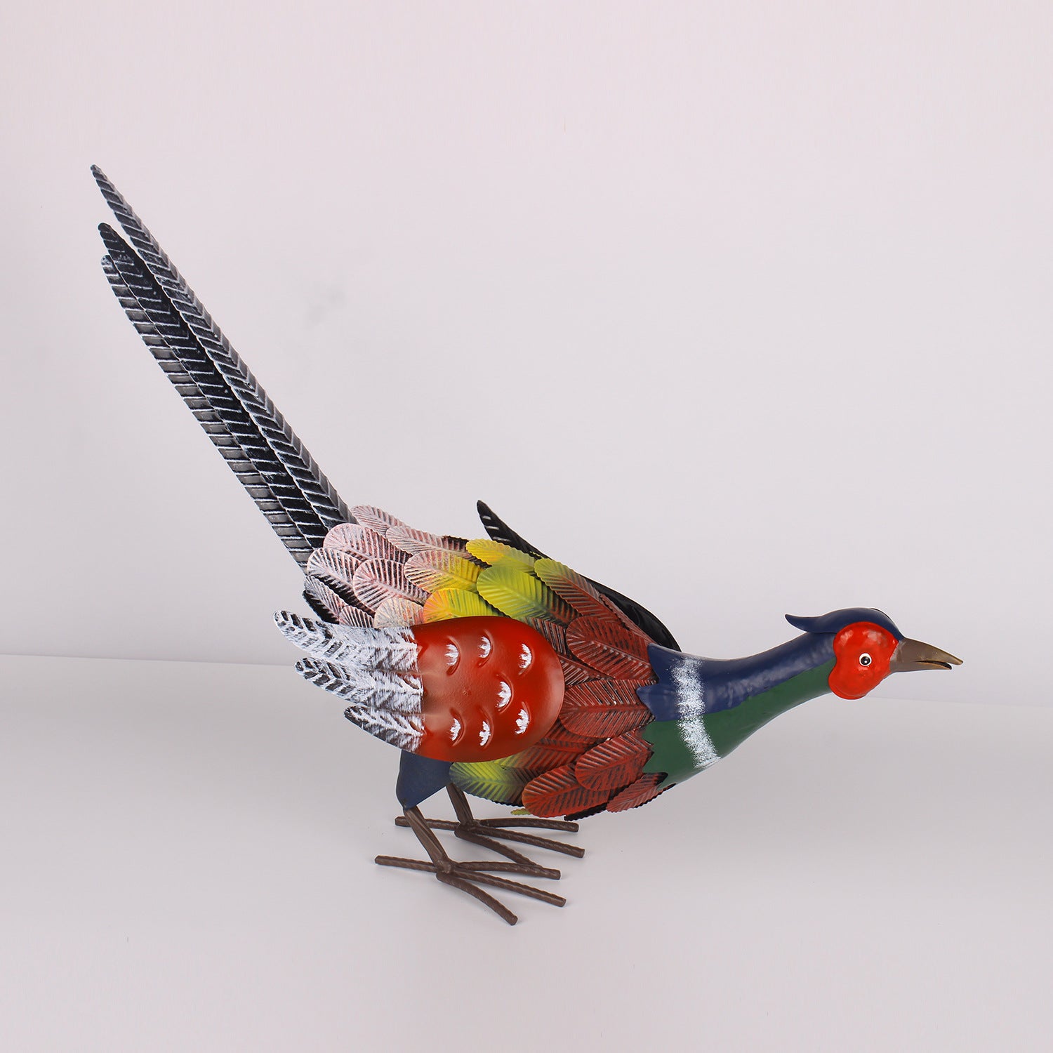 Metal Pheasant Figurine 26.8 Inches