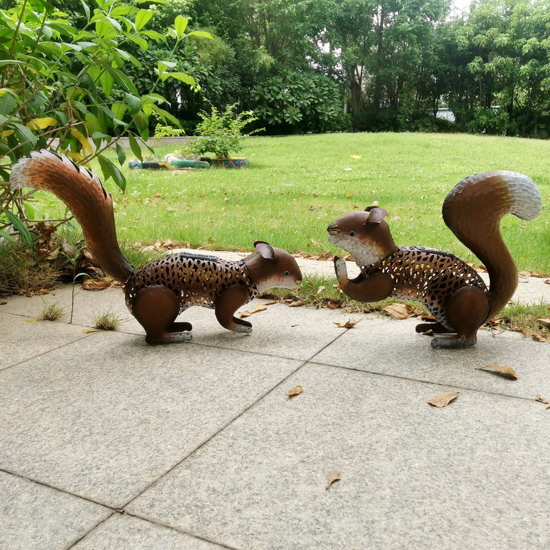 Metal Squirrel Sculpture 21.3 Inches