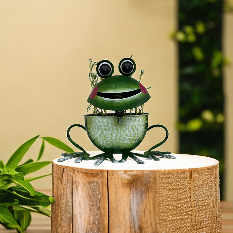 Metal Frog Planter 13 Inches