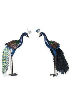 Painted Metal Peacock Model